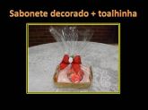 Kit sabonete decorado + toalha de mão